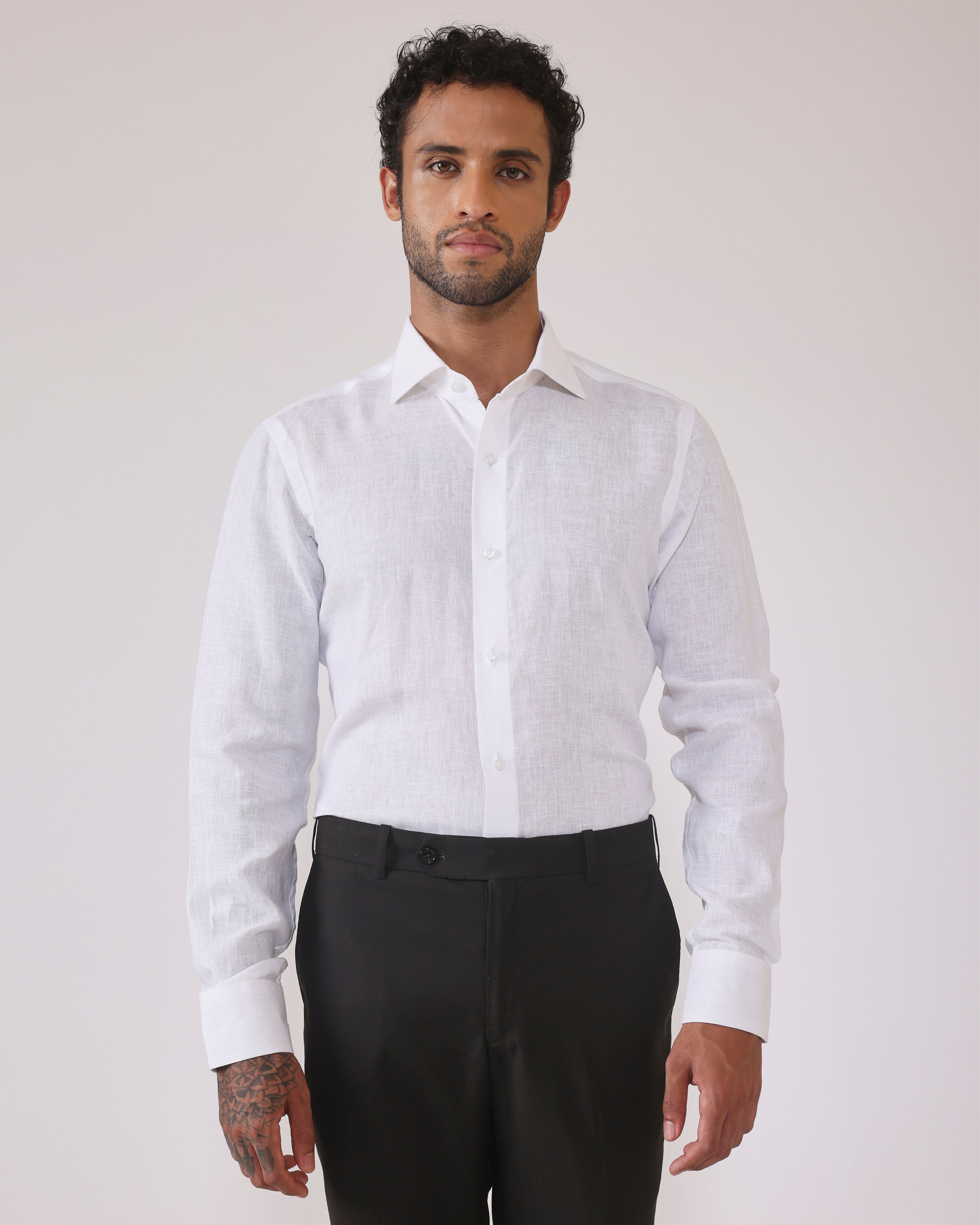 White Linen Kurta Shirt main image 1